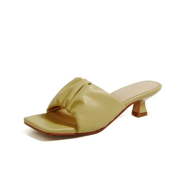pleated thin high heels ladies slippers genuine leather mules spring summer wedding prom shoes woman beige green pink yellow, Black
pleated thin high heels ladies slippers genuine leather mules spring summer wedding prom shoes woman beige green pink yellow, Black
