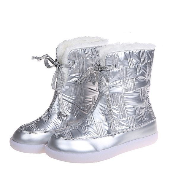 new warm plush snow boots flat thick bottom bling silver mid calf boots for women shoes woman lace up winter boots plus size, Black
new warm plush snow boots flat thick bottom bling silver mid calf boots for women shoes woman lace up winter boots plus size, Black