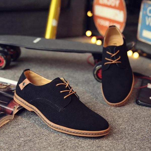 spring suede leather men's casual shoes oxford classic sneakers comfortable flat dress, Black
spring suede leather men's casual shoes oxford classic sneakers comfortable flat dress, Black