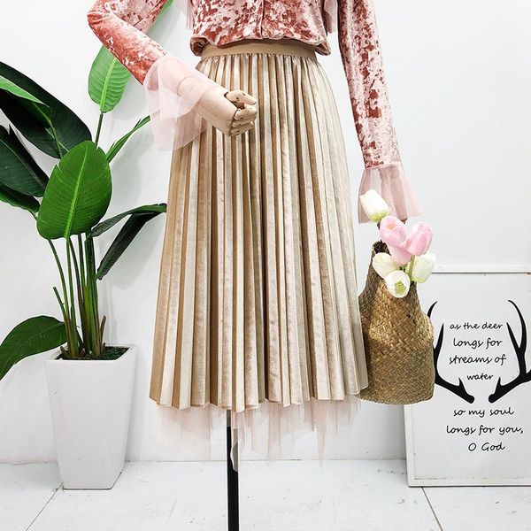 skirts gauze fairy sides irregular wear high waist female long velvet pleated skirt in the autumn and winter, Black
skirts gauze fairy sides irregular wear high waist female long velvet pleated skirt in the autumn and winter, Black