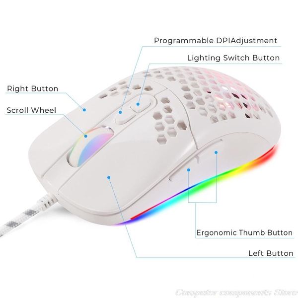 mice usb wired lightweight gaming mouse 5 rgb backlit with 7 buttons 7200dpi honeycomb shell for pc lapf19 21
mice usb wired lightweight gaming mouse 5 rgb backlit with 7 buttons 7200dpi honeycomb shell for pc lapf19 21
