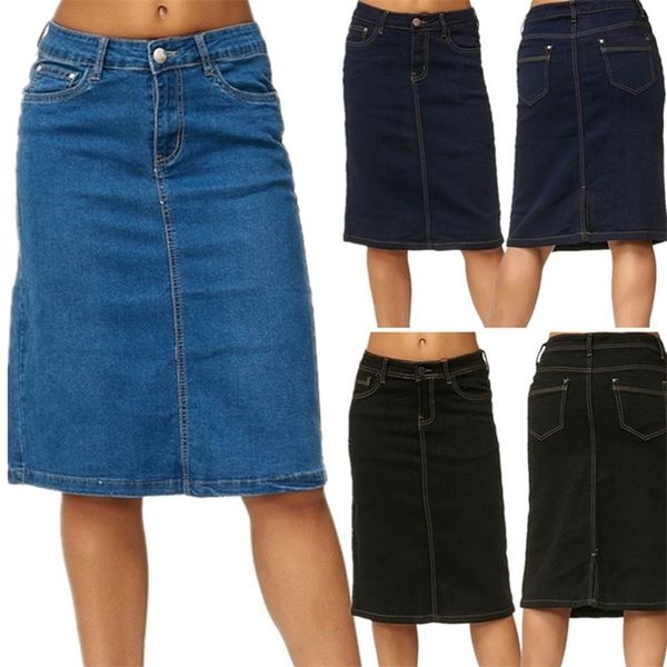 denim skirt women fashion casaul stretch knee length washed denim blue skirts plus size pockets pure color office female skirts 210721, Black
denim skirt women fashion casaul stretch knee length washed denim blue skirts plus size pockets pure color office female skirts 210721, Black