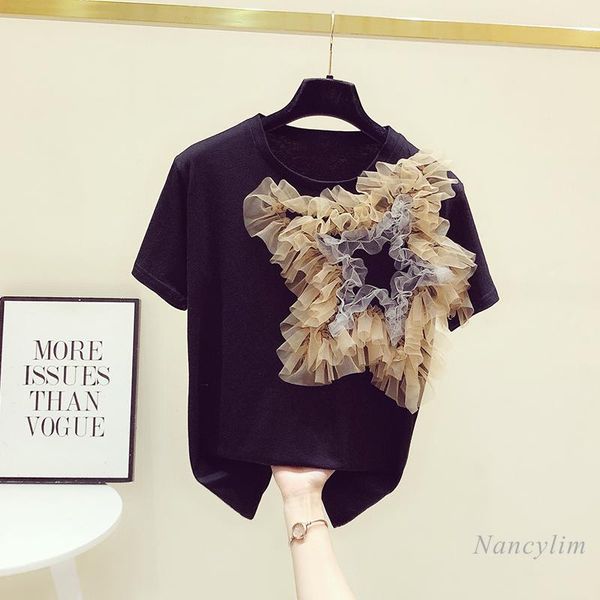 three-dimensional mesh flower round neck tshirt women short sleeve loose tees femme white black nancylim women's t-shirt
three-dimensional mesh flower round neck tshirt women short sleeve loose tees femme white black nancylim women's t-shirt