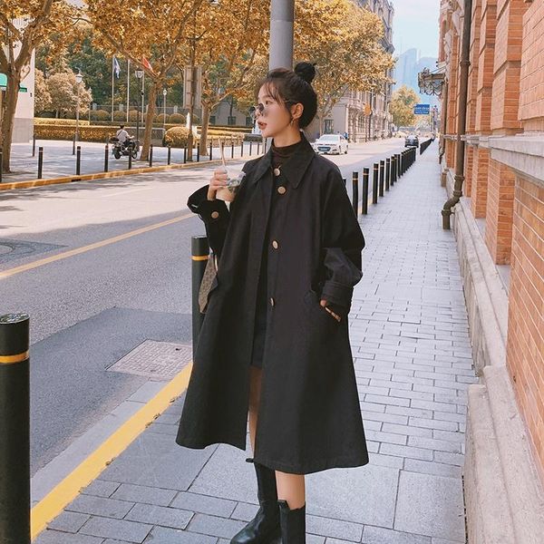 women's trench coats black temperament windbreaker long section 2021 autumn high-quality fashion coat for women, Tan;black
women's trench coats black temperament windbreaker long section 2021 autumn high-quality fashion coat for women, Tan;black