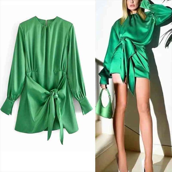 za green dress women satin dress woman elegant long sleeve mini summer lady knot wrap evening short dresses, Black;gray
za green dress women satin dress woman elegant long sleeve mini summer lady knot wrap evening short dresses, Black;gray