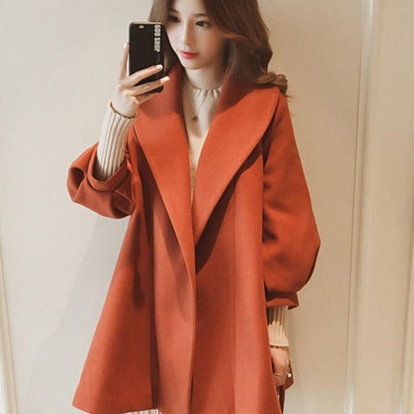 autumn fashion women long sleeve loose coat turn-down collar casual asymmetric elegant ladies coats women's down & parkas, Black
autumn fashion women long sleeve loose coat turn-down collar casual asymmetric elegant ladies coats women's down & parkas, Black