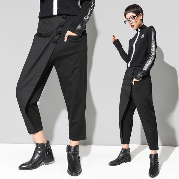 capri 2021 black spring loose elastic women's waist fashion leg high ankle-long pants oa870, Black;white
capri 2021 black spring loose elastic women's waist fashion leg high ankle-long pants oa870, Black;white