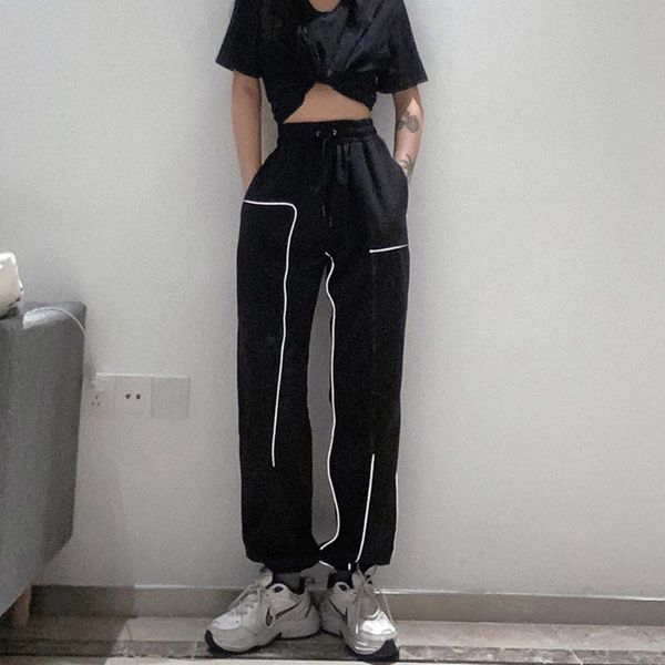 women's pants & capris reflective light joggers women casual pockets high waist elastic cargo streetwear y2k pantalon femme mujer vetem, Black;white
women's pants & capris reflective light joggers women casual pockets high waist elastic cargo streetwear y2k pantalon femme mujer vetem, Black;white