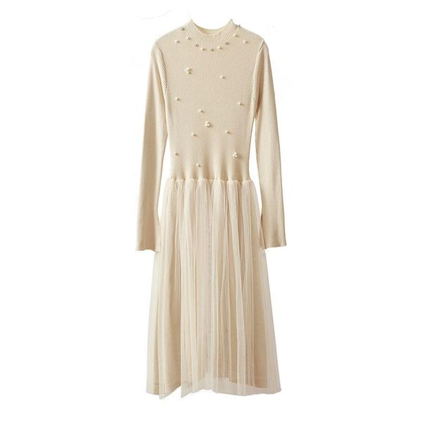 casual dresses perhaps u beige black gray stand collar long sleeve knitted solid autumn midi dress fit and flare mesh patchwork pearls d2088
casual dresses perhaps u beige black gray stand collar long sleeve knitted solid autumn midi dress fit and flare mesh patchwork pearls d2088