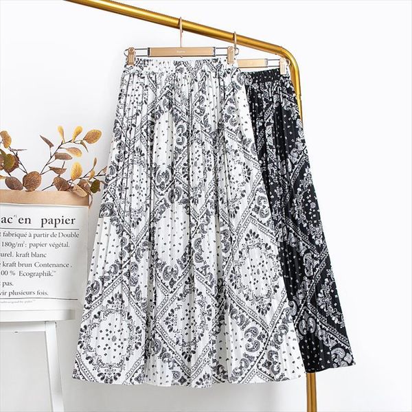 elegant vintage geometric print pleated women skirt summer elastic high waist chiffon midi femme jupes, Black
elegant vintage geometric print pleated women skirt summer elastic high waist chiffon midi femme jupes, Black