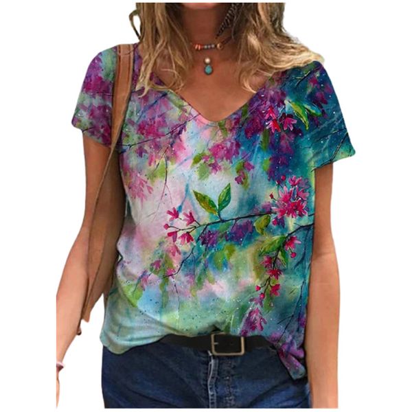 women's 3d leaf print polyester t-shirt oversized loose short sleeve v-neck t-shirt casual streetwear summer basic t-shirt 5xl, White
women's 3d leaf print polyester t-shirt oversized loose short sleeve v-neck t-shirt casual streetwear summer basic t-shirt 5xl, White
