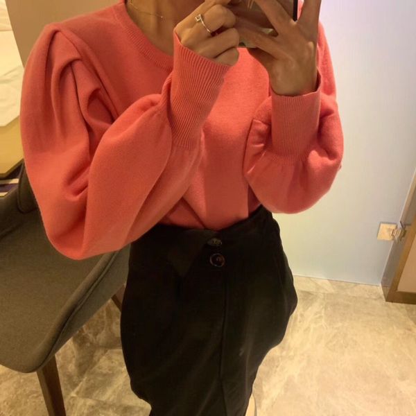 korean pullover pull femme spring fashion puff sleeve knitted sweater causal o-neck women knitwear pink 210510, White;black
korean pullover pull femme spring fashion puff sleeve knitted sweater causal o-neck women knitwear pink 210510, White;black