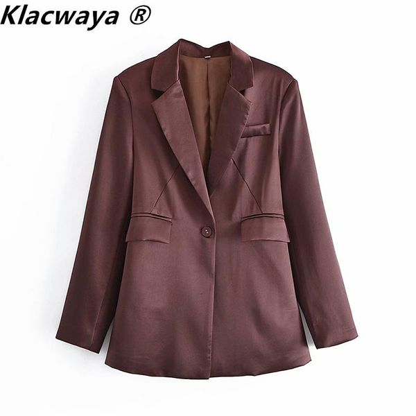 women's suits & blazers klacwaya woman satin texture blazer coat fashion solid color slim vintage long sleeve single button female oute, White;black
women's suits & blazers klacwaya woman satin texture blazer coat fashion solid color slim vintage long sleeve single button female oute, White;black