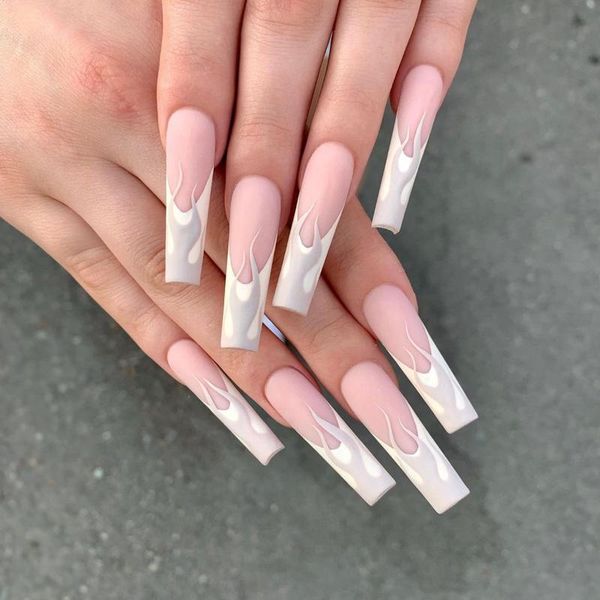 false nails 24pcs long ballerina press on nail detachable white fire french tips full cover wearable manicure tools, Red;gold
false nails 24pcs long ballerina press on nail detachable white fire french tips full cover wearable manicure tools, Red;gold