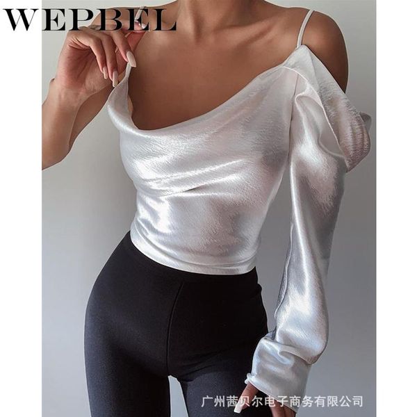 women off shoulder strap sling shirt ladies long sleeve halter t-shirt female spring autumn elegant loose women's, White
women off shoulder strap sling shirt ladies long sleeve halter t-shirt female spring autumn elegant loose women's, White