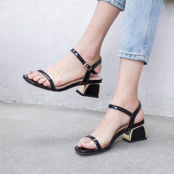 sandals sequined cloth stitching patent leather one word buckle female square toe thick heel summer cool fashion 5ng9, Black
sandals sequined cloth stitching patent leather one word buckle female square toe thick heel summer cool fashion 5ng9, Black