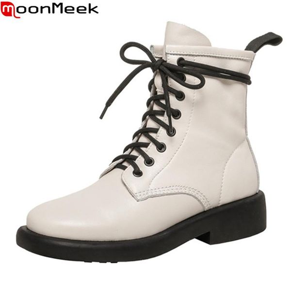 boots moonmeek 2021 arrival women genuine leather low heel round toe fashion lace up autumn winter ankle, Black
boots moonmeek 2021 arrival women genuine leather low heel round toe fashion lace up autumn winter ankle, Black