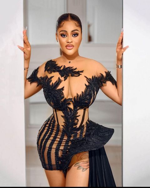 2021 plus size arabic aso ebi black stylish prom dresses lace beaded short sheer neck evening formal party second reception gowns dress zj11
2021 plus size arabic aso ebi black stylish prom dresses lace beaded short sheer neck evening formal party second reception gowns dress zj11