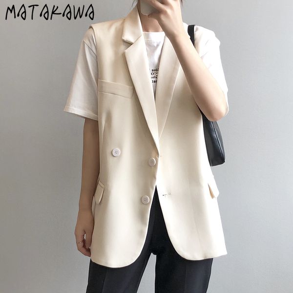 matakawa spring suit vest women's turn-down collar long vests korean loose sleeveless jacket single breasted waistcoat 210513, Black;white
matakawa spring suit vest women's turn-down collar long vests korean loose sleeveless jacket single breasted waistcoat 210513, Black;white