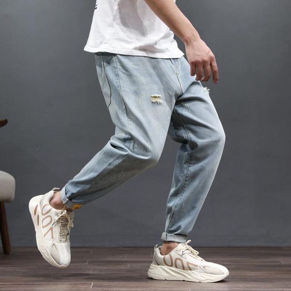 men's jeans 2021 autumn fashion brand worn harlan oversize loose hole light hong kong style hip hop original small leg pants, Blue
men's jeans 2021 autumn fashion brand worn harlan oversize loose hole light hong kong style hip hop original small leg pants, Blue