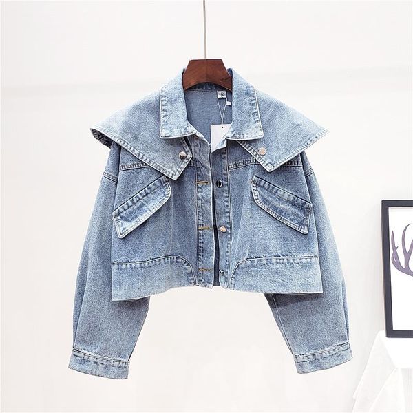 women's jackets vintage removable shawl denim jacket women spring autumn fashion loose short long sleeve jeans coat female outerwear, Black;brown
women's jackets vintage removable shawl denim jacket women spring autumn fashion loose short long sleeve jeans coat female outerwear, Black;brown
