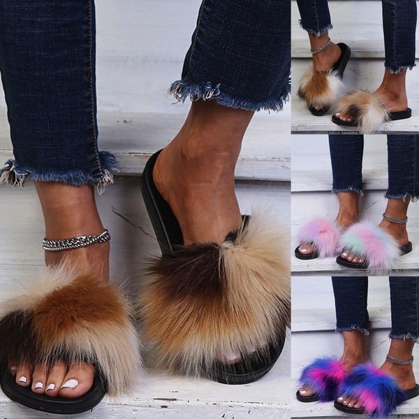 slippers winter fluffy fur women real slides mixed fuzzy flat sandals indoor lady flip flops plush shoe, Black
slippers winter fluffy fur women real slides mixed fuzzy flat sandals indoor lady flip flops plush shoe, Black