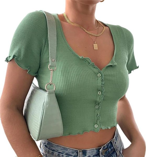 women's t-shirt ruffle sleeve v neck clubwear tee ladies crop women summer short outwear, White
women's t-shirt ruffle sleeve v neck clubwear tee ladies crop women summer short outwear, White
