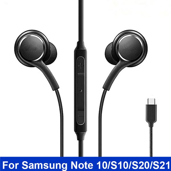 Image of Spartan Portable Wired Headset for Samsung Note 10 S10 S20 Plus S21 ultra Earphones Type C Headphones Earbuds Headphone Stereo With Mic