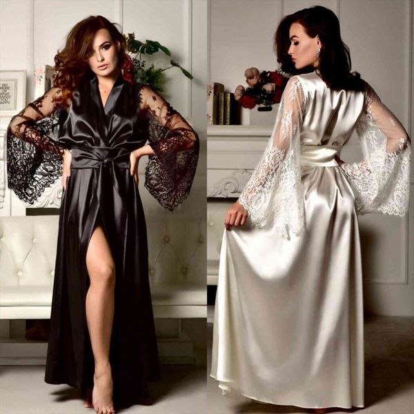 lingerie silk robe lace women sleepwear long sleeve solid loose nightdress nightgown, Black;red
lingerie silk robe lace women sleepwear long sleeve solid loose nightdress nightgown, Black;red