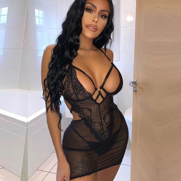 perspective 2021 women' lace mesh hollow stitching suspender pajama dress, Red;black
perspective 2021 women' lace mesh hollow stitching suspender pajama dress, Red;black