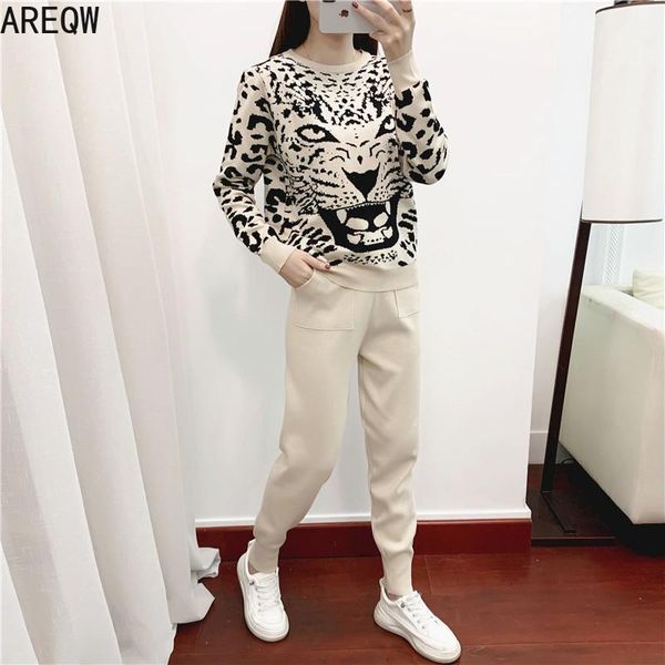 women's tracksuits european leopard knitting suit 2021 two-piece set autumn winter women two piece outfits matching sets for, Gray
women's tracksuits european leopard knitting suit 2021 two-piece set autumn winter women two piece outfits matching sets for, Gray