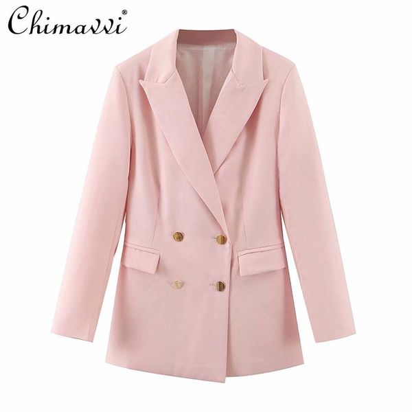 women's suits & blazers long sleeve casual pink blazer slimming double breasted loose jacket coat female korean fashion solid color, White;black
women's suits & blazers long sleeve casual pink blazer slimming double breasted loose jacket coat female korean fashion solid color, White;black