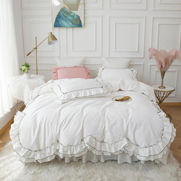 bedding sets 100% cotton white princess wedding ruffle home textile set luxury 4pcs double duvet cover bed skirt pillowcases
bedding sets 100% cotton white princess wedding ruffle home textile set luxury 4pcs double duvet cover bed skirt pillowcases