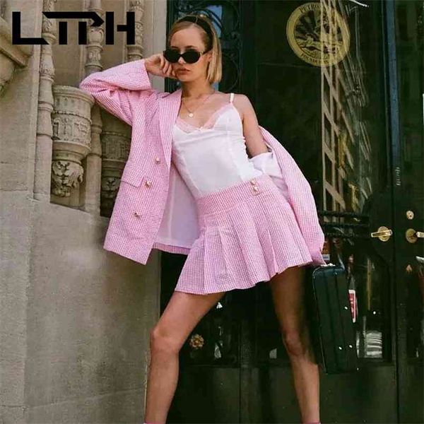 ltph pink plaid skirt suits women 2 pieces set loose all-match blazer high waist skirts casual outfits spring autumn 210423, White;black
ltph pink plaid skirt suits women 2 pieces set loose all-match blazer high waist skirts casual outfits spring autumn 210423, White;black