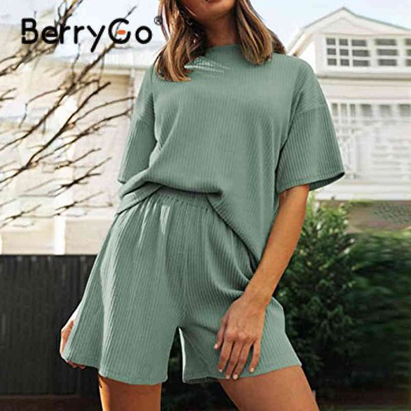 berrygo summer loose two-piece women short sets cozy homewear solid short-sleeved shorts suit elastic female 210513, White
berrygo summer loose two-piece women short sets cozy homewear solid short-sleeved shorts suit elastic female 210513, White
