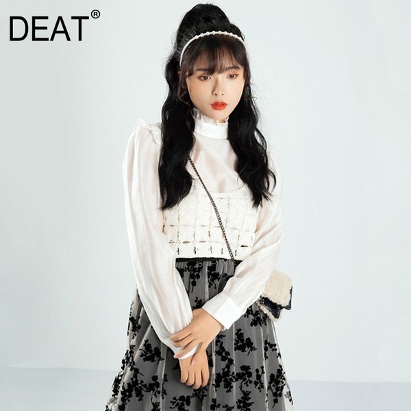 women solid color fungus elastic blouse stand neck long flared sleeve loose fit shirt fashion spring autumn 7d0006 210421, White
women solid color fungus elastic blouse stand neck long flared sleeve loose fit shirt fashion spring autumn 7d0006 210421, White
