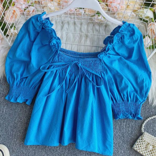women's blouses & shirts 2021 summer women fashion short sleeve square collar ruffles bandage folds solid blouse casual pullovers, White
women's blouses & shirts 2021 summer women fashion short sleeve square collar ruffles bandage folds solid blouse casual pullovers, White