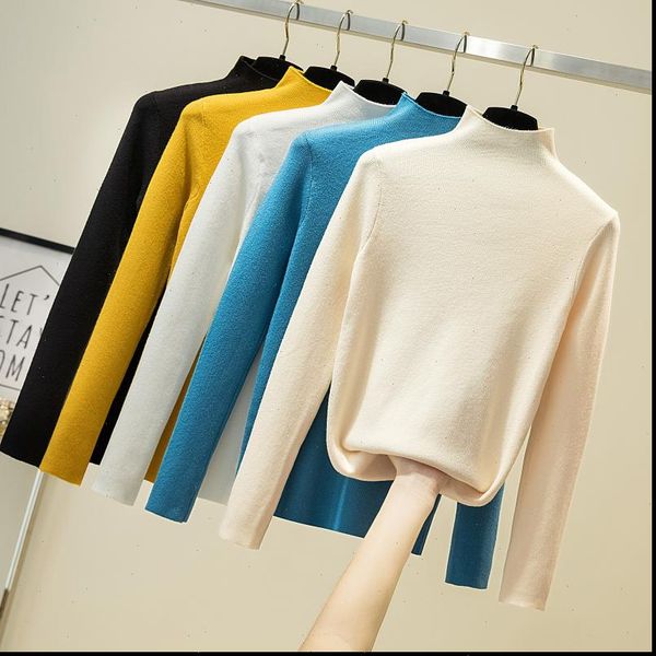 half women sweater turtleneck long sleeve slim knitted high elastic solid fall winter fashion pullovers, White;black
half women sweater turtleneck long sleeve slim knitted high elastic solid fall winter fashion pullovers, White;black
