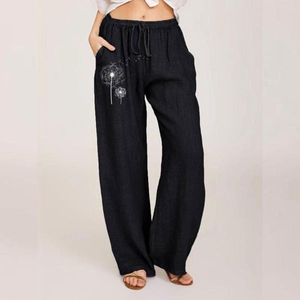women's pants & capris floral printing cotton linen women drawstring elastic waist long wide leg summer casual loose beach, Black;white
women's pants & capris floral printing cotton linen women drawstring elastic waist long wide leg summer casual loose beach, Black;white