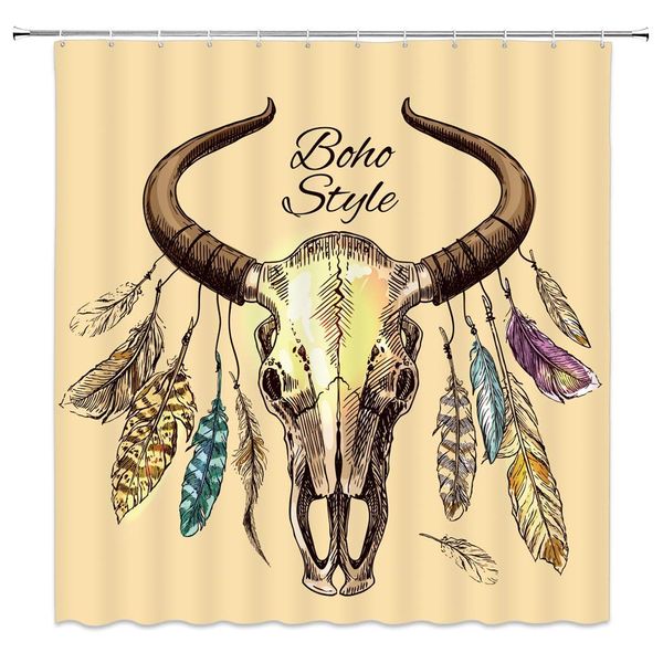 vintage shower curtain retro bohemian style feather animal skull polyester bathroom set with hooks,beige
vintage shower curtain retro bohemian style feather animal skull polyester bathroom set with hooks,beige