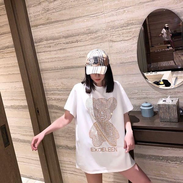 women's t-shirt 2021 summer casual loose oversized t shirt women cartoon rhinestones shirts bear design short sleeves, White
women's t-shirt 2021 summer casual loose oversized t shirt women cartoon rhinestones shirts bear design short sleeves, White