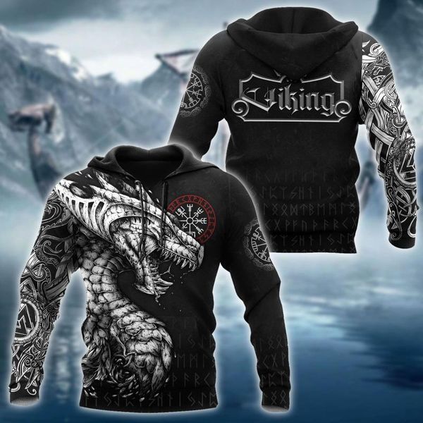 men's hoodies & sweatshirts viking dragon tattoo pattern 3d printed autumn men casual pullover zip hoodie streetwear sudadera hombre, Black 
men's hoodies & sweatshirts viking dragon tattoo pattern 3d printed autumn men casual pullover zip hoodie streetwear sudadera hombre, Black