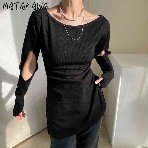 korea chic spring woman tshirts personality hole black long sleeve tshirt one-shoulder t shirt white off shoulder 210506
korea chic spring woman tshirts personality hole black long sleeve tshirt one-shoulder t shirt white off shoulder 210506