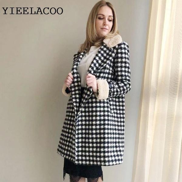 women's wool & blends plaid coat women double-breasted lapel collar elegant pocket houndstooth loose autumn winter holiday stitching, Black
women's wool & blends plaid coat women double-breasted lapel collar elegant pocket houndstooth loose autumn winter holiday stitching, Black