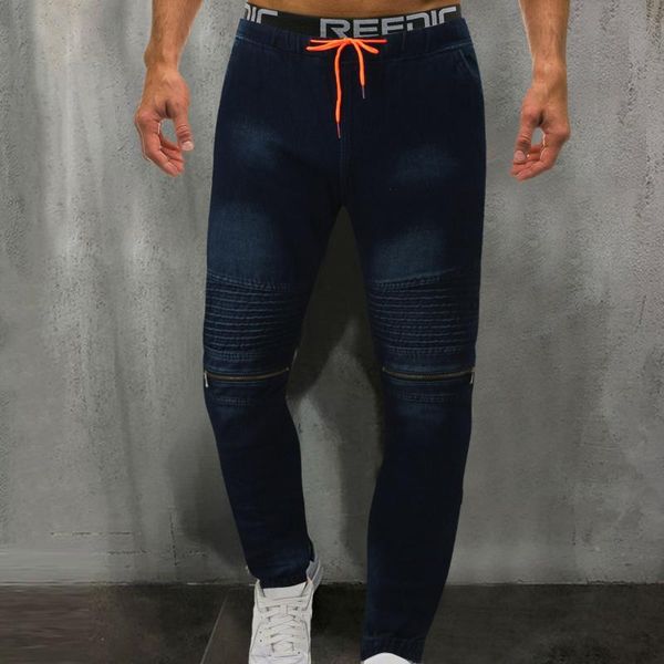 men's pants fashion denim autumn winter casual mid-waist slim-fit jeans male drawstring with zip pocket trousers, Black
men's pants fashion denim autumn winter casual mid-waist slim-fit jeans male drawstring with zip pocket trousers, Black