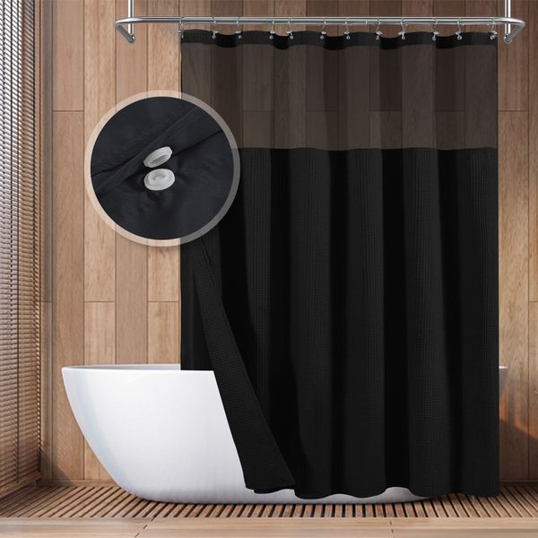 l style cotton shower curtain with snap-in fabric liner, mesh window honeycomb waffle weave cotton blend fabric,
l style cotton shower curtain with snap-in fabric liner, mesh window honeycomb waffle weave cotton blend fabric,