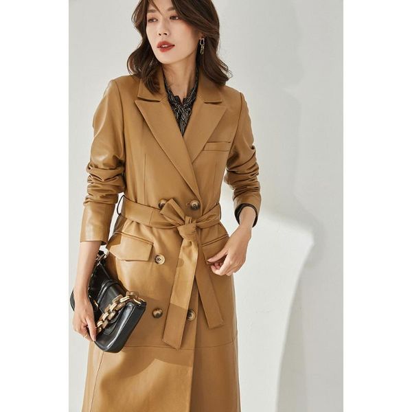 women's leather & faux 21 autumn and winter sheep skin soft front shoulder handsome suit collar medium long windbreaker women 11235, Black
women's leather & faux 21 autumn and winter sheep skin soft front shoulder handsome suit collar medium long windbreaker women 11235, Black