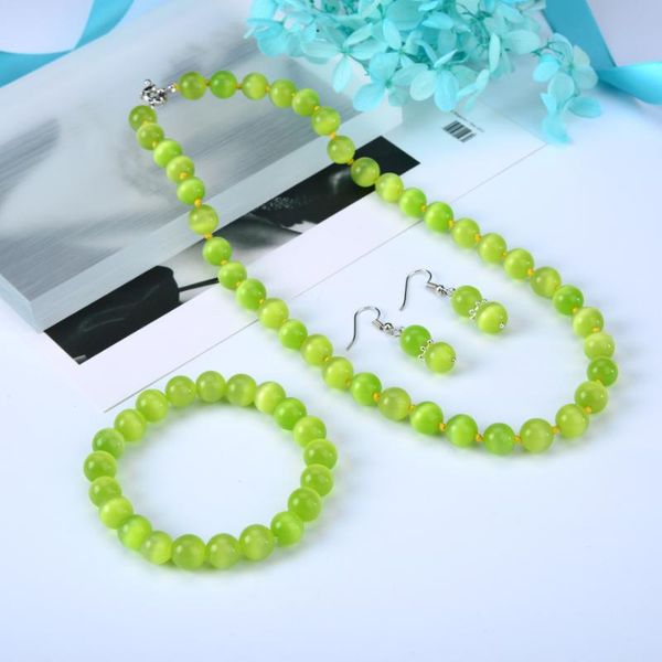 earrings & necklace natural opal 10mm green bead set chain bracelet blue female jewelry design, Silver
earrings & necklace natural opal 10mm green bead set chain bracelet blue female jewelry design, Silver