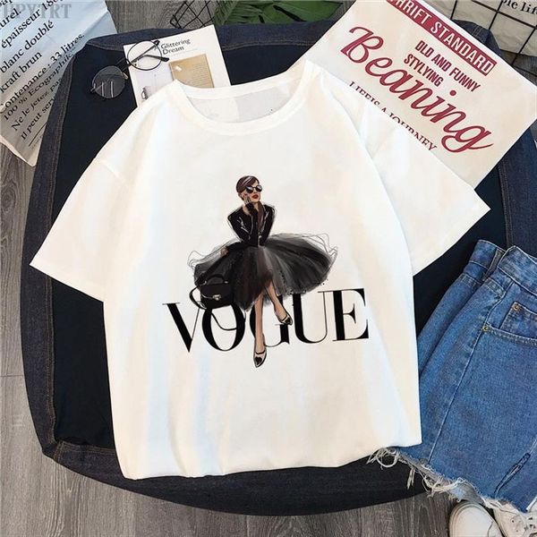 vogue beauty print summer harajuku women t shirts oversized fashion streetwear casual short sleeved female, White
vogue beauty print summer harajuku women t shirts oversized fashion streetwear casual short sleeved female, White