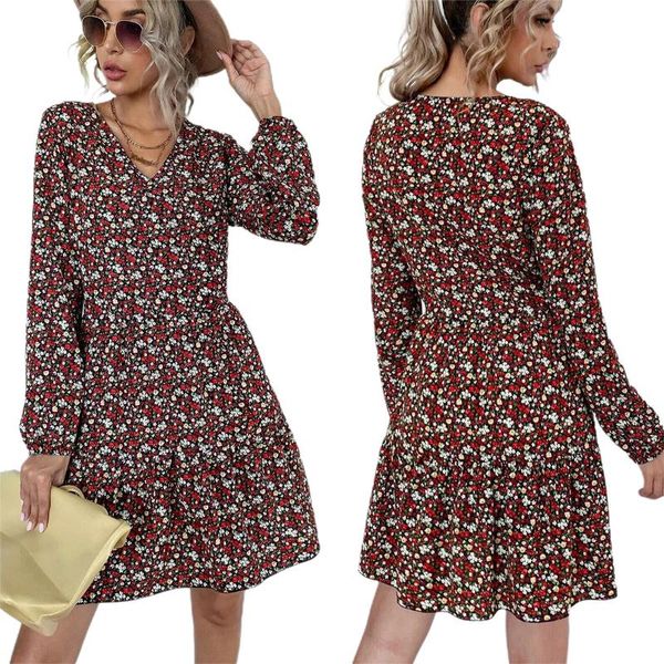women's floral dress high-waist midi long sleeve v-neck fall girl tummy control a-line clothes casual dresses, Black;gray
women's floral dress high-waist midi long sleeve v-neck fall girl tummy control a-line clothes casual dresses, Black;gray